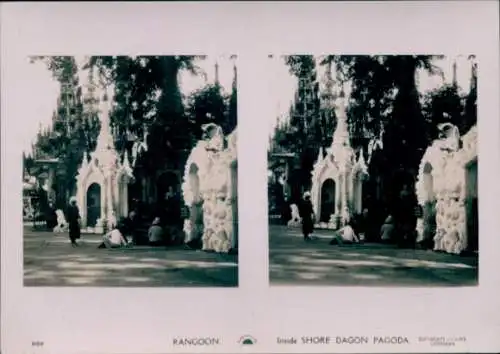 Stereo Foto Rangun Rangoon Myanmar, Shore Dagon Pagoda