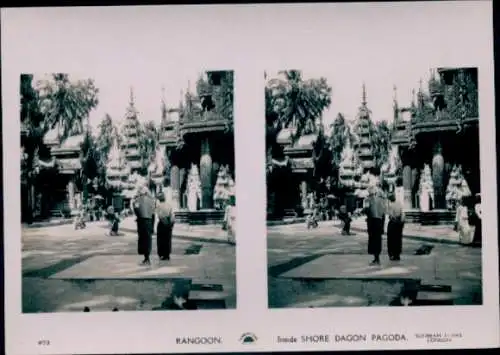 Stereo Foto Rangun Rangoon Myanmar, Shore Dagon Pagoda