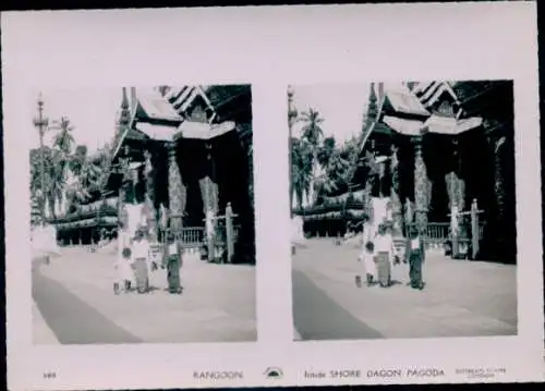 Stereo Foto Rangun Rangoon Myanmar, Shore Dagon Pagoda