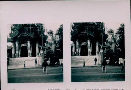 Stereo Foto Rangun Rangoon Myanmar, Shore Dagon Pagoda