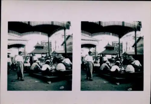 Stereo Foto Rangun Rangoon Myanmar, Straßenszene