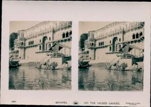 Stereo Foto Varanasi Benares Indien, On the Sacred Ganges