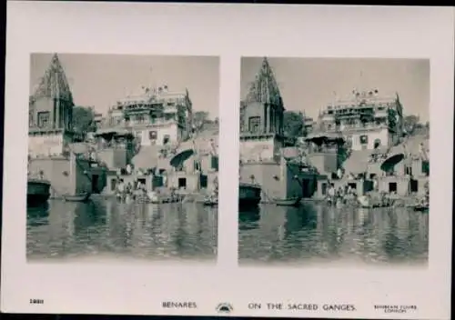 Stereo Foto Varanasi Benares Indien, On the Sacred Ganges