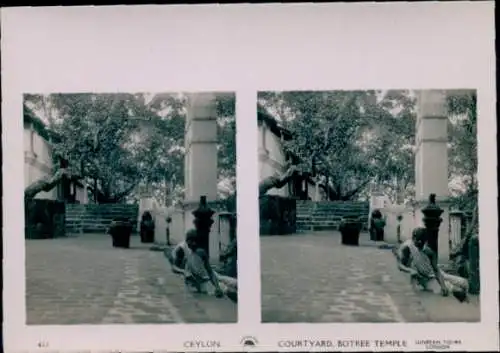 Stereo Foto Sri Lanka Ceylon, Courtyard Botree Temple