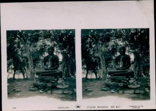 Stereo Foto Sri Lanka Ceylon, Stone Buddha