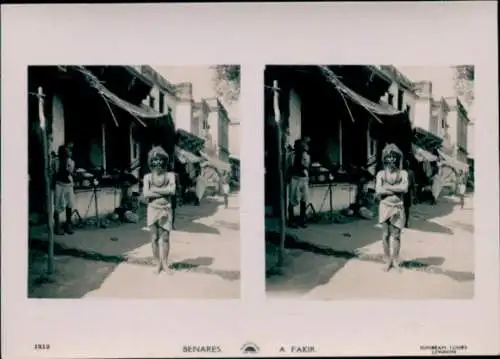 Stereo Foto Varanasi Benares Indien, A Fakir