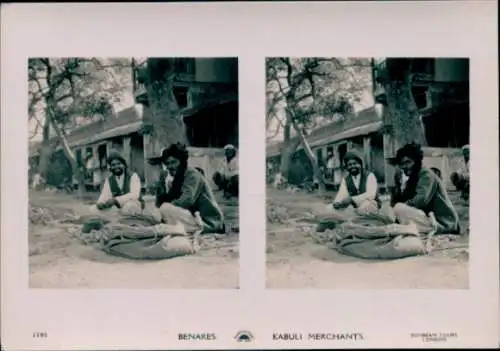 Stereo Foto Varanasi Benares Indien, Kabuli Merchants