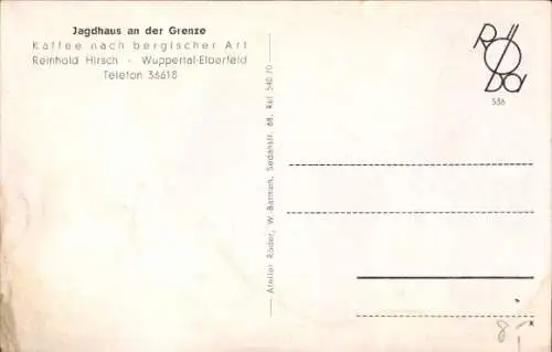 Ak Elberfeld Wuppertal, Jagdhaus an der Grenze