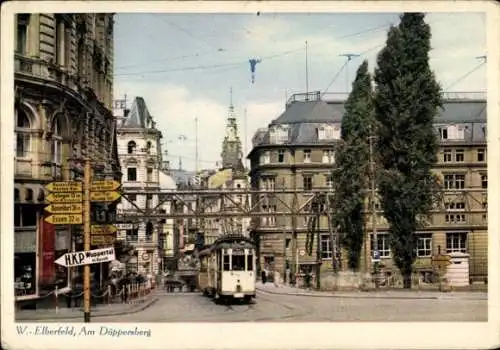 Ak Elberfeld Wuppertal, Wegweiser, Straßenbahn, Döppersberg