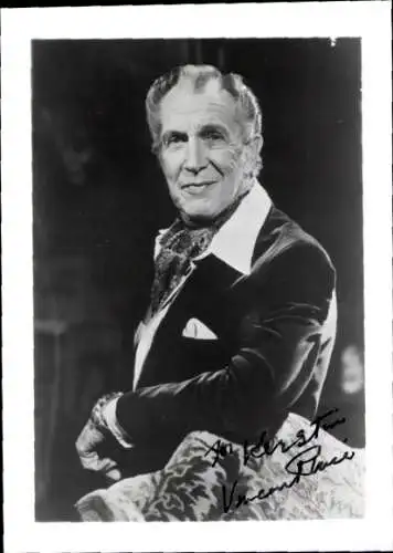 Ak Schauspieler Vincent Price, Portrait, Autogramm