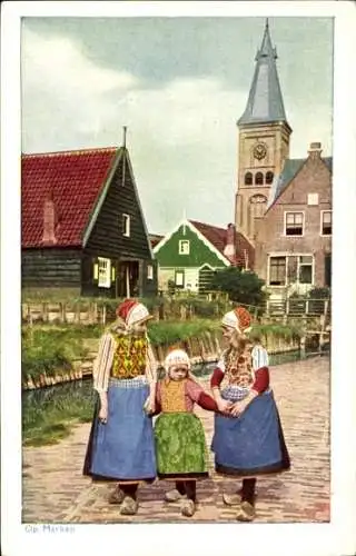 Ak Marken Nordholland, Op Marken, Kinder, Trachten