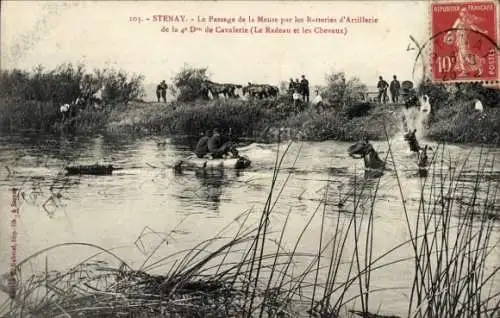 Ak Stenay Lothringen Meuse, Le Passage de la Meuse par les Batteries d'Artillerie