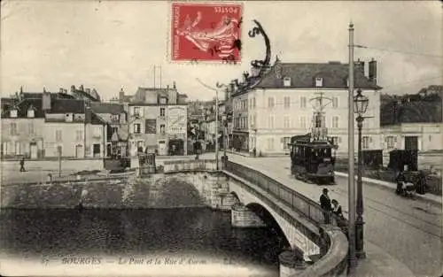 Ak Bourges Cher, Pont, Rue d'Auron