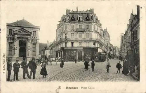 Ak Bourges Cher, Place Cujas, Straßenbahn