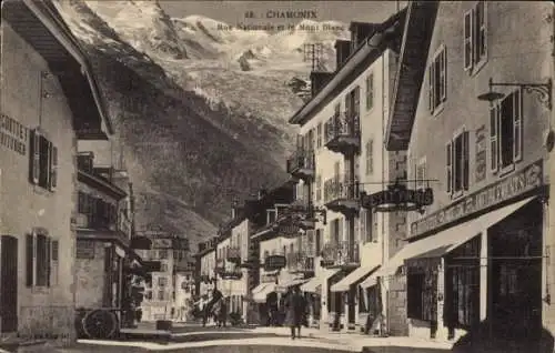 Ak Chamonix Mont Blanc Haute Savoie, Rue Nationale