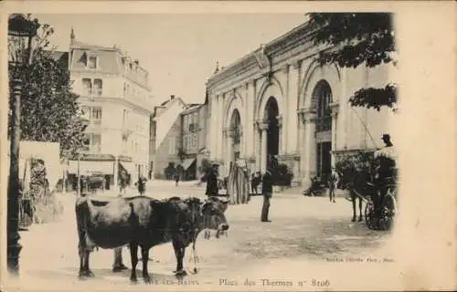 Ak Aix les Bains Savoie, Place des Thermes, Kühe