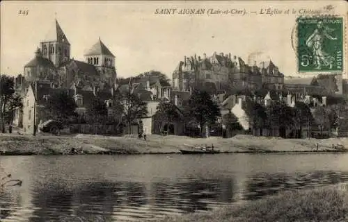 Ak Saint Aignan sur Cher Loir et Cher, Kirche, Schloss