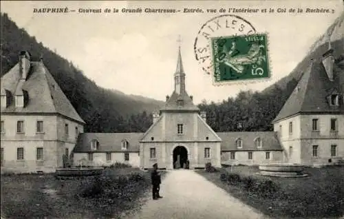 Ak Grande Chartreuse Isère, Couvent, Entree, vue de l'Interieur, Col de la Ruchere