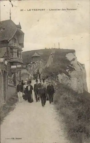 Ak Le Tréport Seine Maritime, Escalier des Falaises