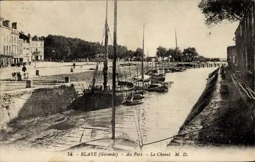 Ak Blaye Gironde, Hafen, Kanal