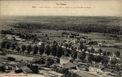 Ak Lectoure Gers, Vue sur la Gare et la Vallee du Gers, Panorama