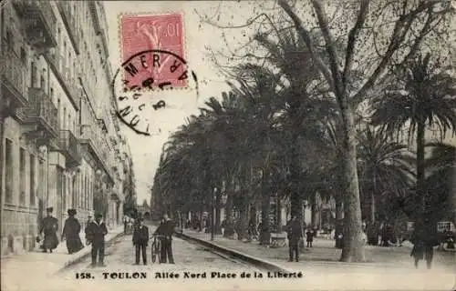 Ak Toulon Var, Allee Nord, Place de la Liberte