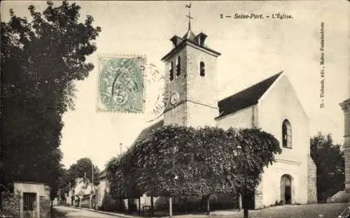 Ak Seine Port Seine et Marne, Eglise