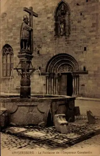 Ak Kaysersberg Elsass Haut Rhin, Fontaine de l'Empereur Constantin