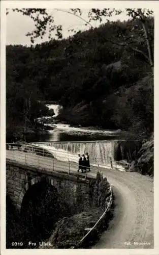 Ak Ulvik Hardanger Norwegen, Brücke, Wasserfall