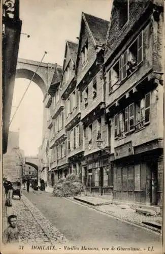 Ak Morlaix Finistère, Vieilles Maisons, Rue de Guernissac