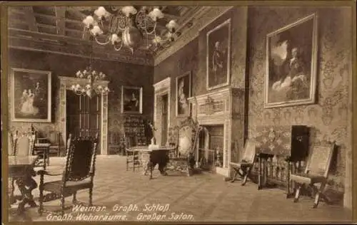 Ak Weimar in Thüringen, Großherzogliches Schloss, Großer Salon