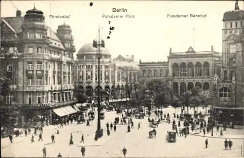 Ak Berlin Tiergarten, Potsdamer Platz, Fürstenhof, Potsdamer Bahnhof