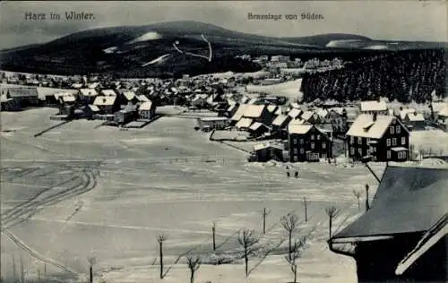 Ak Braunlage im Oberharz, Totalansicht, Blick von Süden, Winter