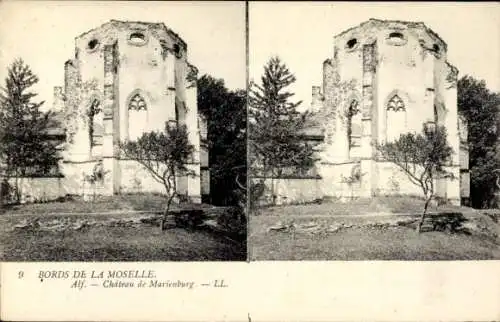 Stereo Ak Zell an der Mosel, Schloss Marienburg