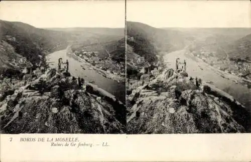 Stereo Ak Traben Trarbach an der Mosel, Ruine Grevenburg, Grafenburg