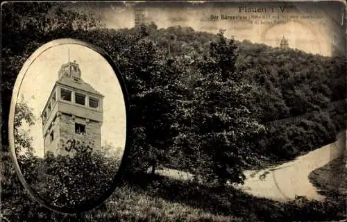 Ak Plauen Vogtland, Der Bärenstein mit dem hohen Turm