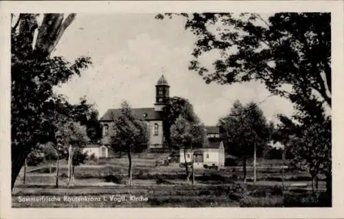 Ak Morgenröthe Rautenkranz Muldenhammer im Vogtland, Blick auf die Kirche