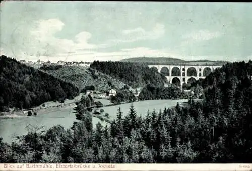 Ak Barthmühle Pöhl im Vogtland, Elstertalbrücke, Jocketa