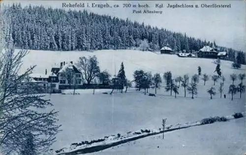 Ak Rehefeld Zaunhaus Altenberg im Erzgebirge, Kgl. Jagdschloss, Oberförsterei, Winter