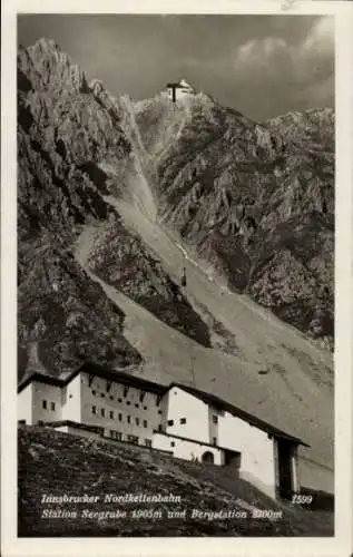 Ak Innsbruck in Tirol, Nordkettenbahn, Station Seegrube und Bergstation