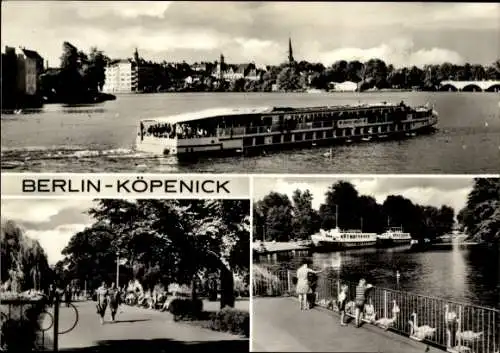 Ak Berlin Köpenick, Ausflugsschiff Bertolt Brecht, Promenade, Brücke