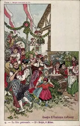 Künstler Litho Kauffmann, P., Elsässer Bräuche und Trachten, Das Patronatsfest