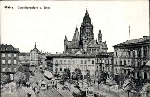 Ak Mainz am Rhein, Gutenbergplatz, Dom