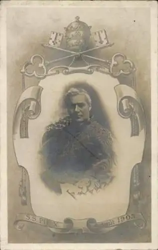 Passepartout Ak Papst Pius X., Porträt