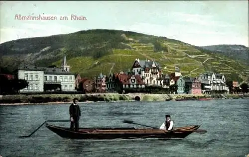 Ak Assmannshausen Rüdesheim am Rhein, Rheinpartie, Boot