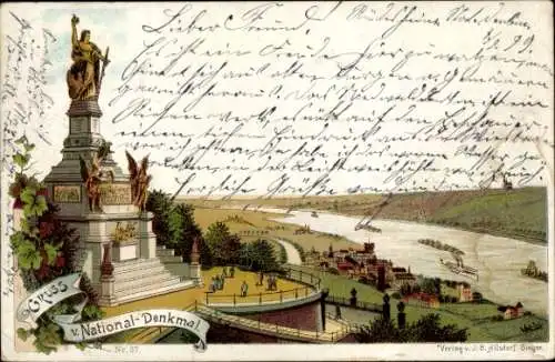 Litho Rüdesheim am Rhein, Niederwald National Denkmal