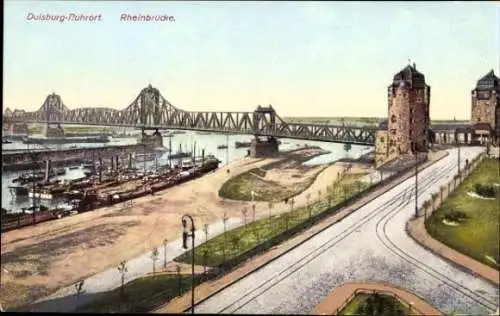 Ak Ruhrort Duisburg im Ruhrgebiet, Rheinbrücke