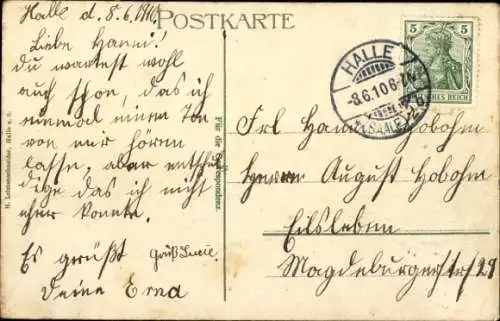 Ak Halle an der Saale, Franckesche Stiftungen, Denkmal, Straßenbahn