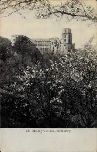 Ak Heidelberg am Neckar, Teilansicht, Schloss