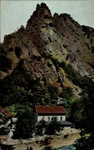 Ak Thale im Harz, Bodetal, Rosstrappenfelsen, Hotel Königsruhe